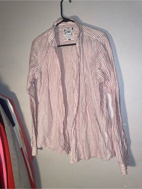 ZARA Pink & White Vertical Stripe Button-Down Shirt